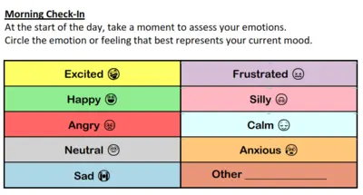 The SEL Emotion Check-In Activity Sheet
