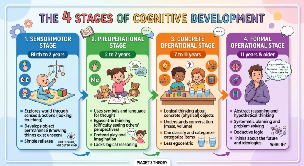Jean Piaget’s Cognitive Development Theory Explained 2 Piaget’s Cognitive Development theory: 4 Stages of Development