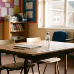 Empty school classroom desk symbolizing why working together to improve school attendance is important