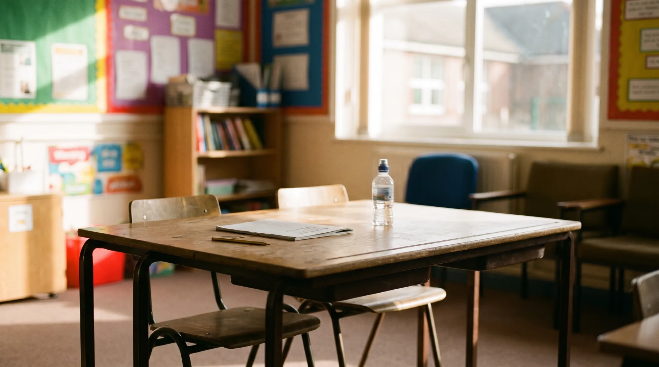 Working Together to Improve School Attendance: What 522 Parents Say About Fines, Mental Health, and School Policy 1 Empty school classroom desk symbolizing why working together to improve school attendance is important